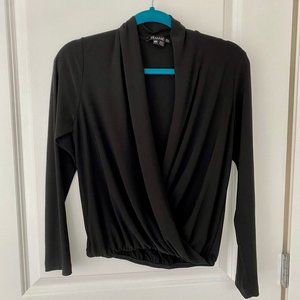 FEMME Black Wrap Blouse
